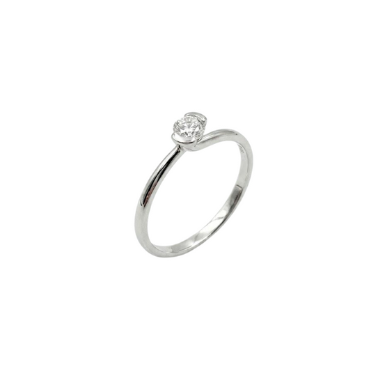 Anello Solitario Oro Bianco Diamanti