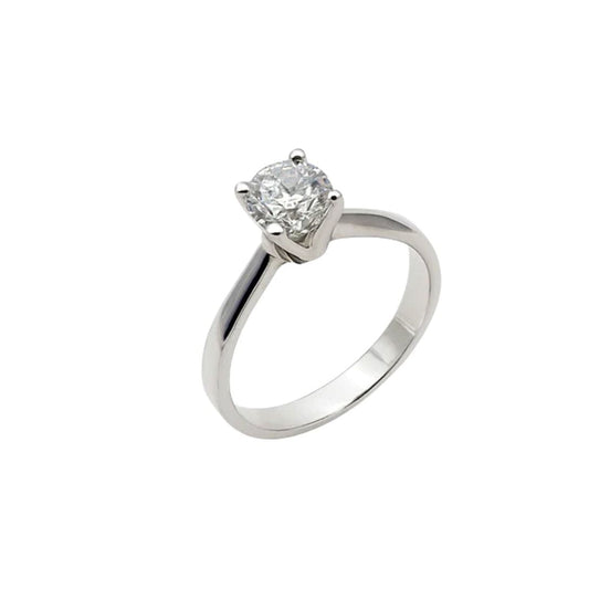 Anello Solitario Oro bianco Diamanti