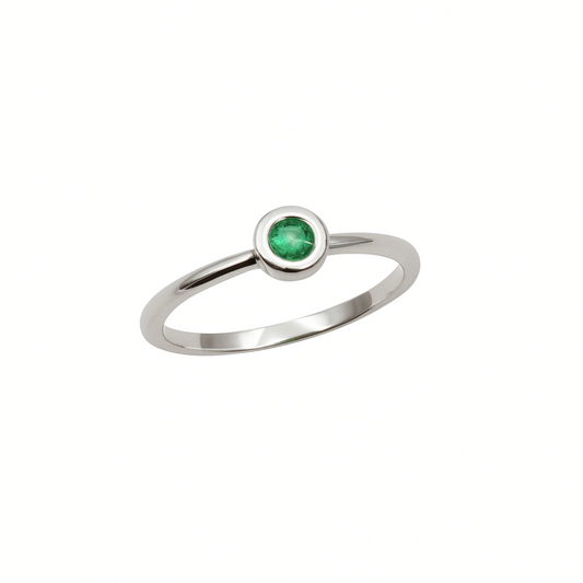 Anello  smeraldo e oro bianco