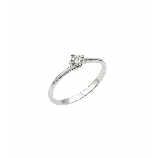 Anello Solitario Oro Bianco Diamanti