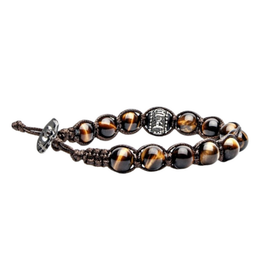 Bracciale Donna Uomo Tamashii Occhio di Tigre Ruota della Preghiera Pietre Dure