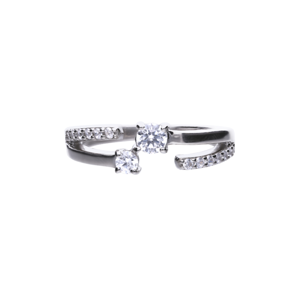 Anello Diamonfire Argento Brilliant Doppio Zircone