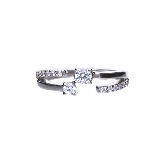 Anello Diamonfire Argento Brilliant Doppio Zircone