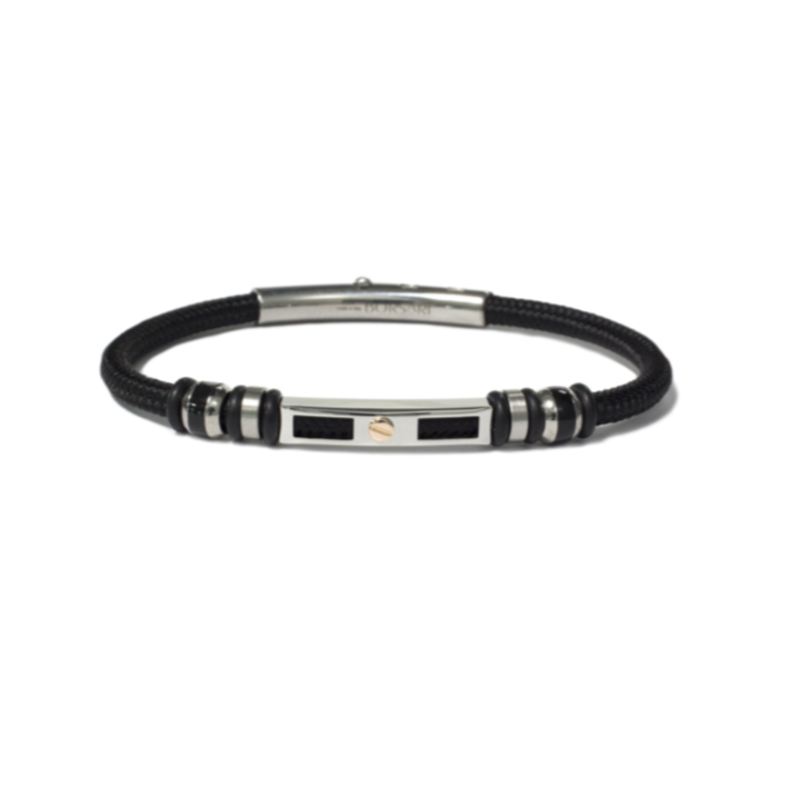 Bracciale Uomo Borsari Acciaio Poliestere Nero BRNAUTICO030