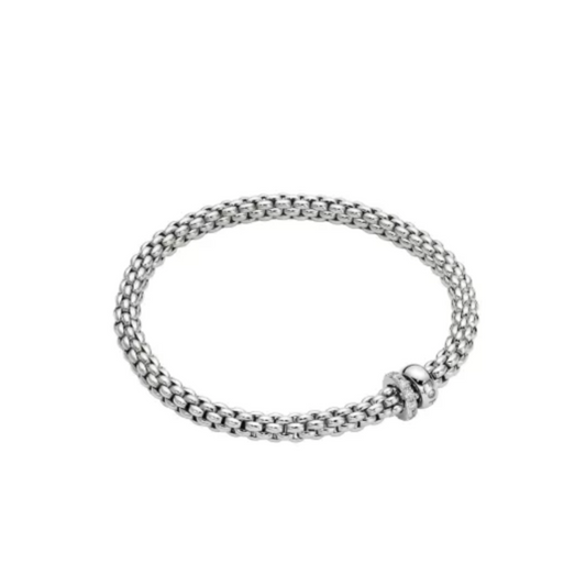 Bracciale Donna Fope Oro Bianco Doppia Rondella 62406B PAVEM