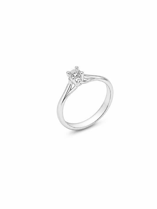 Anello Solitario Oro Bianco Diamanti Ct. 0,20 F VS