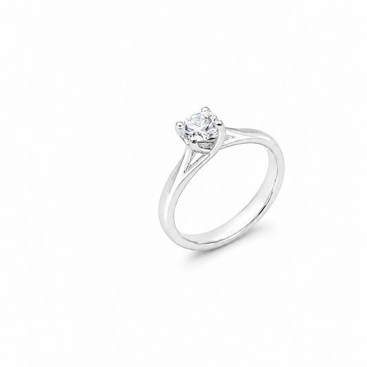 Anello Solitario Oro Bianco Diamanti Ct. 0,56 D SI