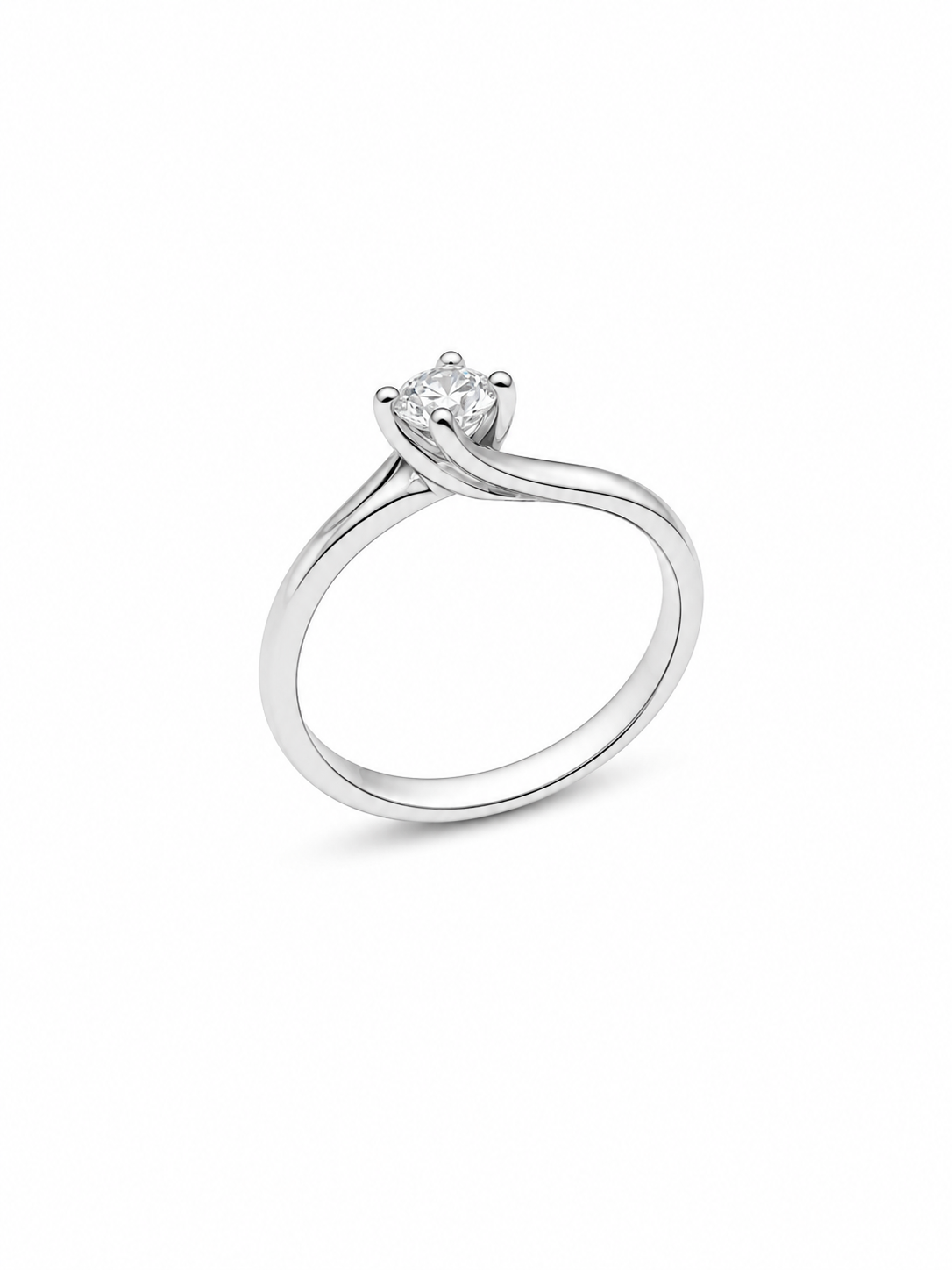 Anello Solitario Oro Bianco Diamanti Ct. 0,45 G SI