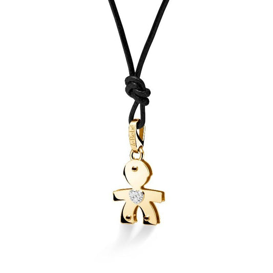 Collana Ciondolo Le Bebè Oro Giallo Bimbo Pavè Cuore I Classici LBB060