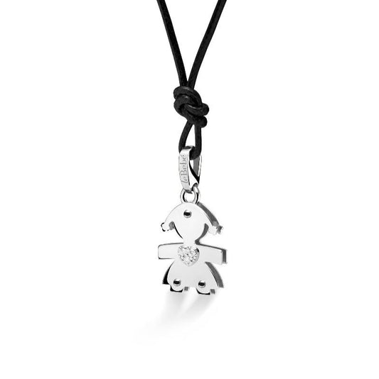 Collana Ciondolo Le Bebè Oro Bianco Bimba Pavè Cuore I Classici LBB063
