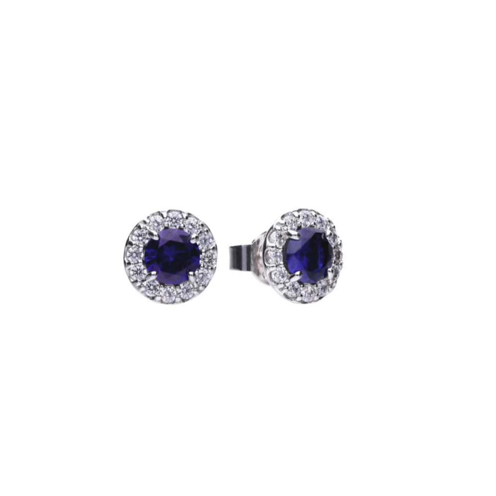 Orecchini SILVEGO In Argento 925 Con Zaffiro Blu Scuro 4 Mm | Gioiello Ipoallergenico Rodiato Con Chiusura A Farfallina, JJJ1032SA