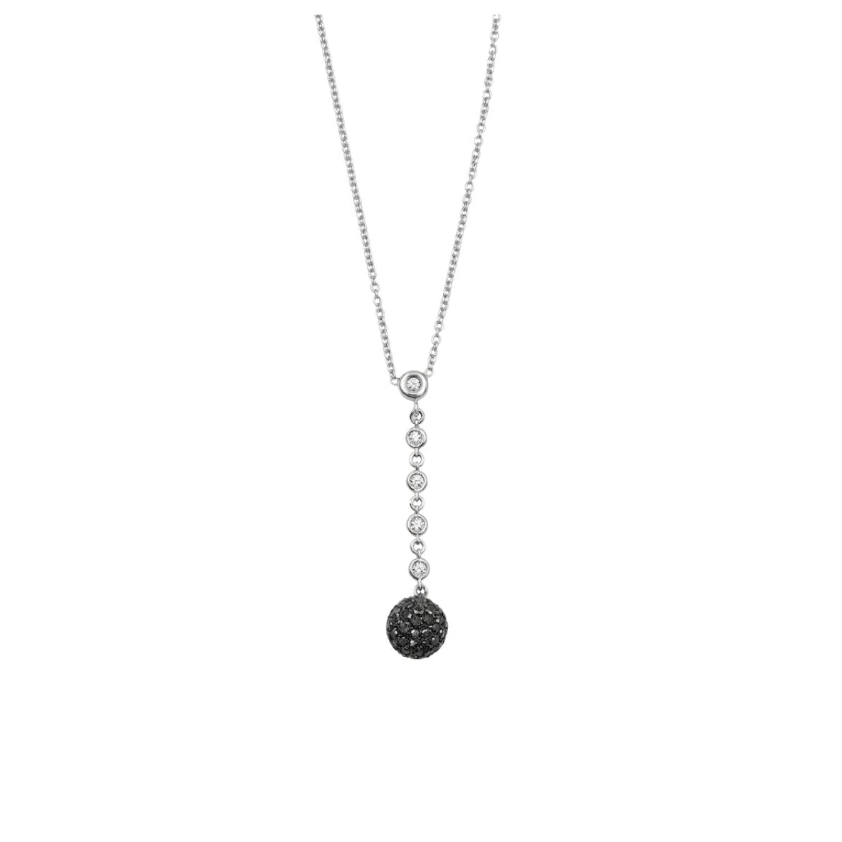 Collana Donna Oro Bianco Pendente Diamanti Bianchi e Neri