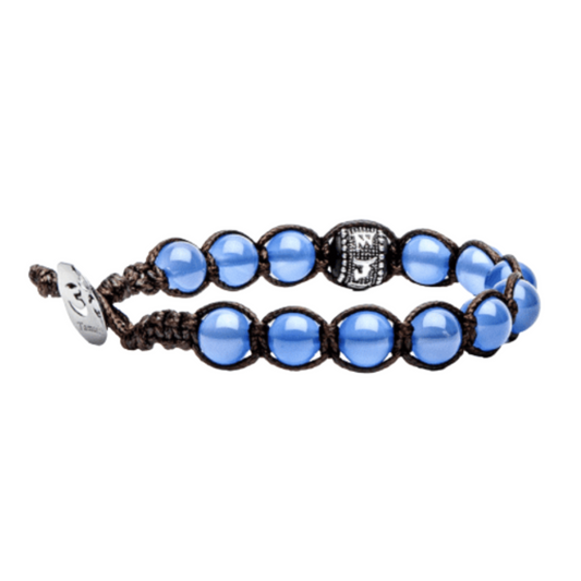Bracciale Donna Uomo Tamashii Agata Blu Ruota della Preghiera Pietre Dure