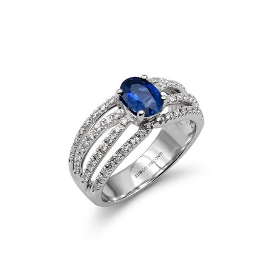 Anello Donna Mirco Visconti Fascia Zaffiro Diamanti
