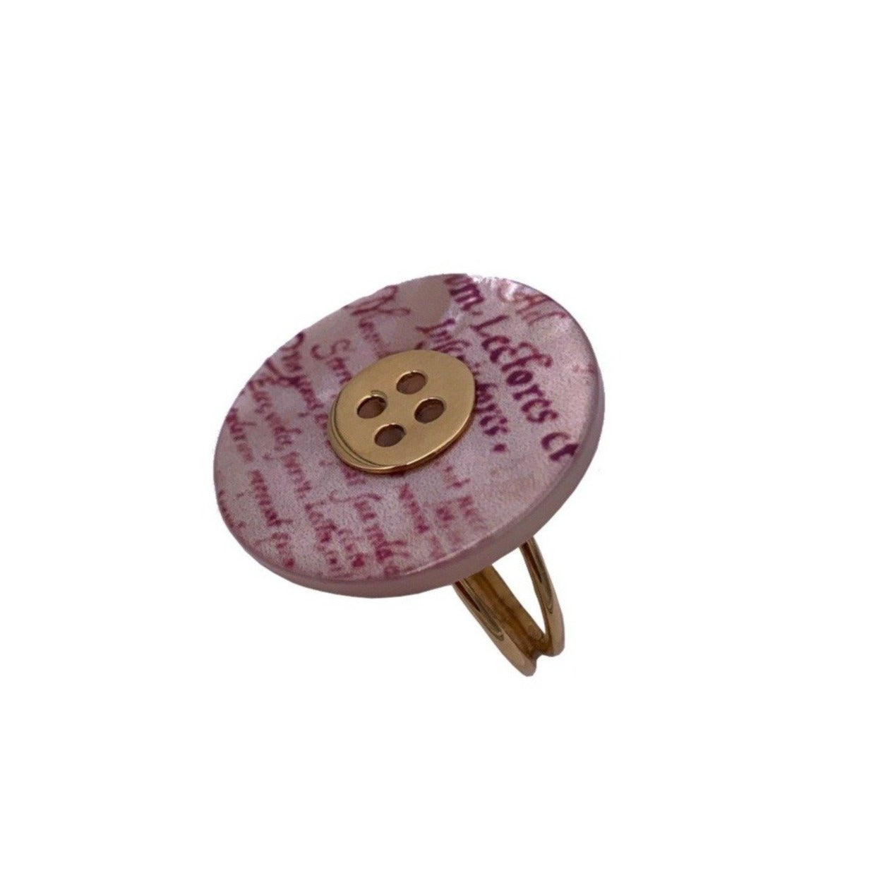anello bottone decorato oro giallo 18 carati