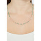 ollana amen CRORVZ3 rosario verde cristalli verdi e argento 925 rosè con croce zirconi bianchi e ovale con rappresentazione mariana. Visuale indossata su collo