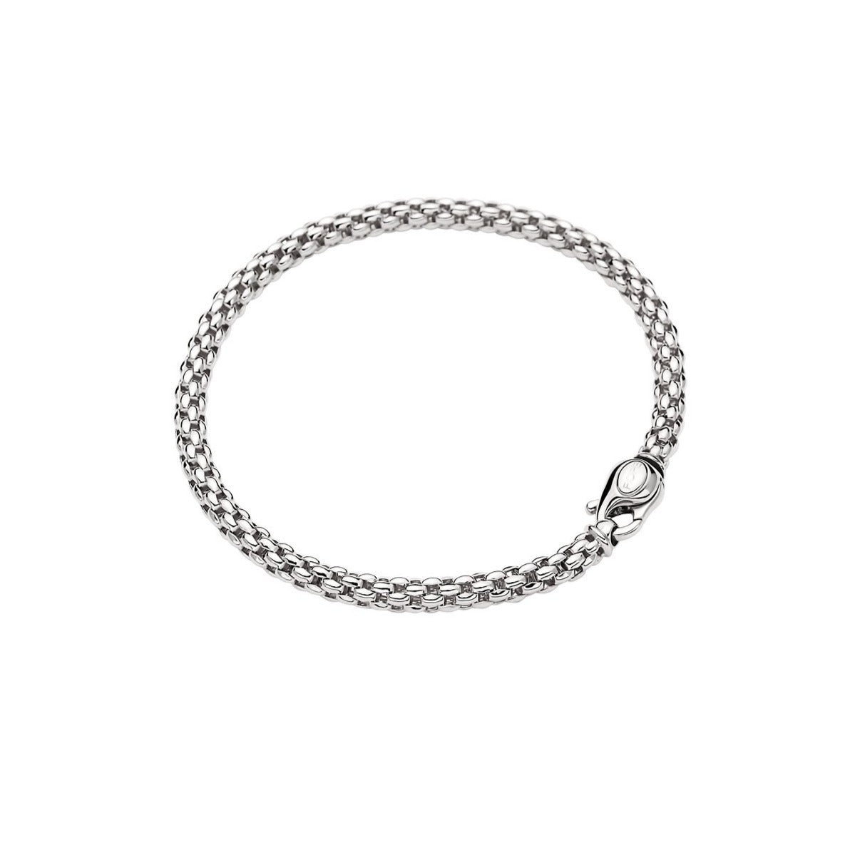 bracciale fope donna maglia novecento iconica chiusura moschettone alta oreficeria italiana artigianale oro bianco 18 carati