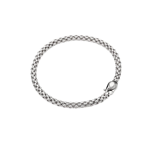 bracciale fope donna maglia novecento iconica chiusura moschettone alta oreficeria italiana artigianale oro bianco 18 carati