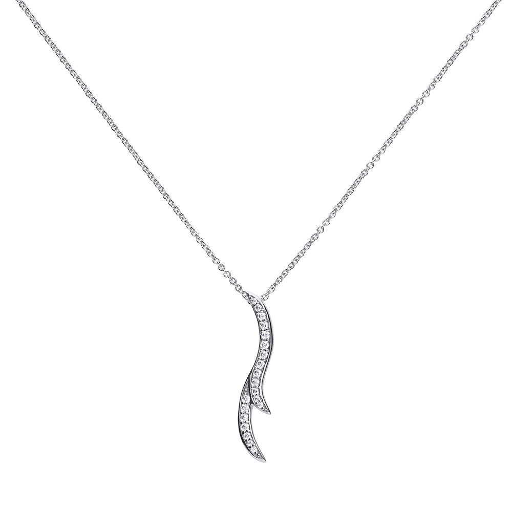 Diamondfire Modern Curved Silver Woman Necklace