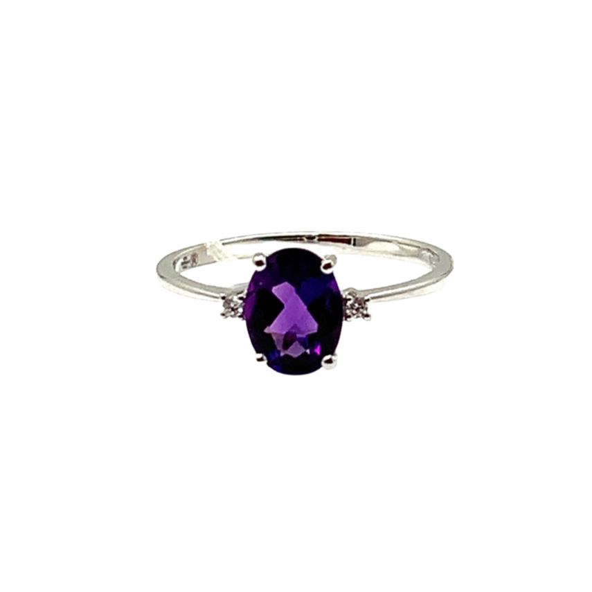 Anello Donna Amestista Oro Bianco