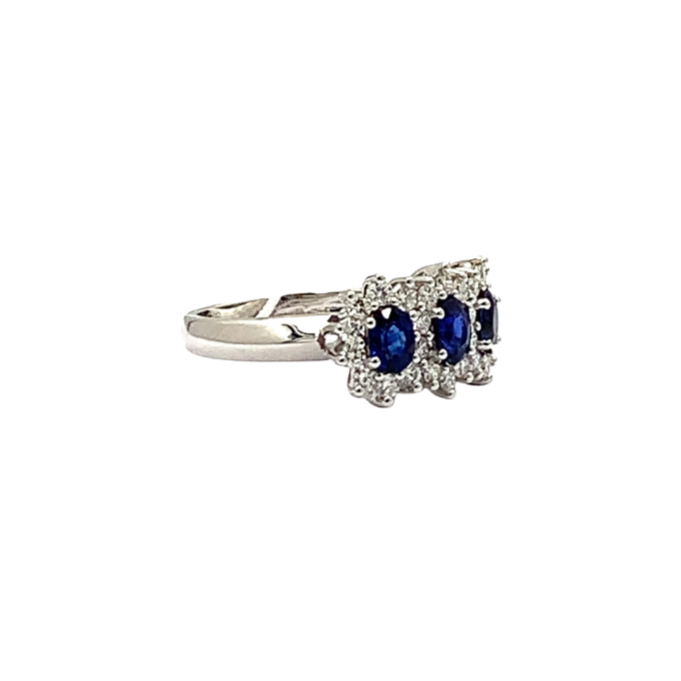 Anello Donna Mirco Visconti Trilogy Oro Bianco Diamanti Zaffiro