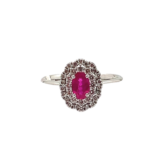 Anello Donna Mirco Visconti Oro Bianco Diamanti e Rubino Classico