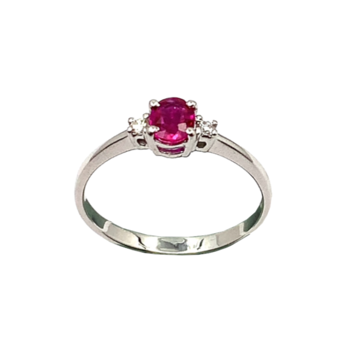 White Gold Woman Ring Diamonds and Ruby La Gioia