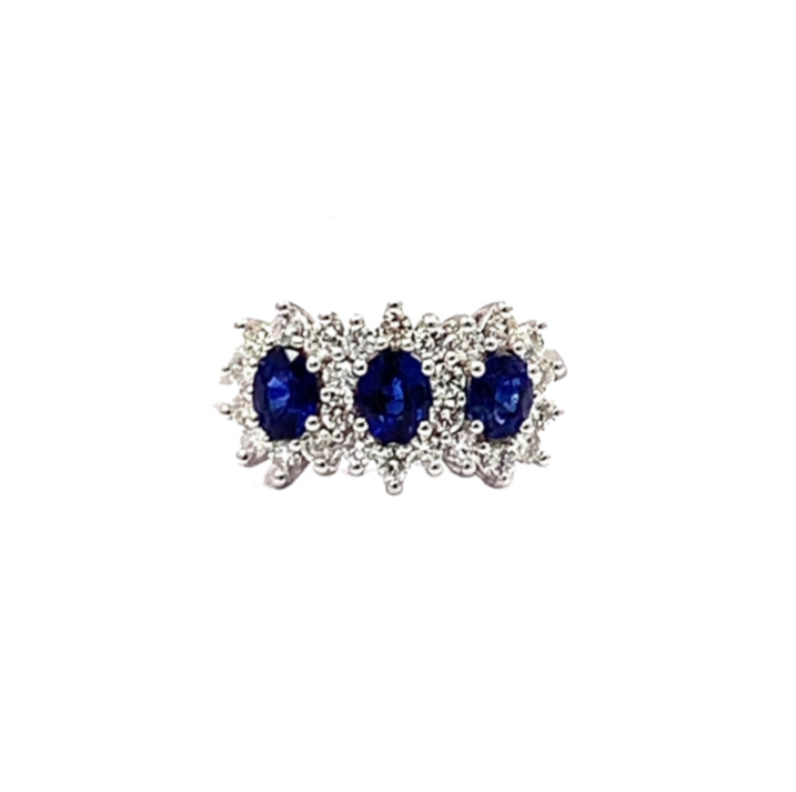 Anello Donna Mirco Visconti Trilogy Oro Bianco Diamanti Zaffiro