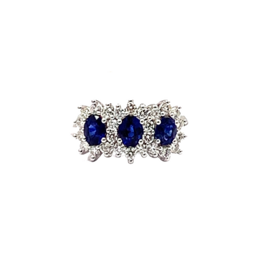 Anello Donna Mirco Visconti Trilogy Oro Bianco Diamanti Zaffiro