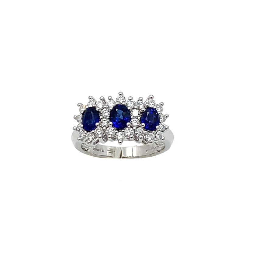 Anello Donna Mirco Visconti Trilogy Oro Bianco Diamanti Zaffiro