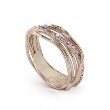 Women's Ring Woman Thread of Life Rose Gold Pink Sapphires 7 strands AN126RZR 