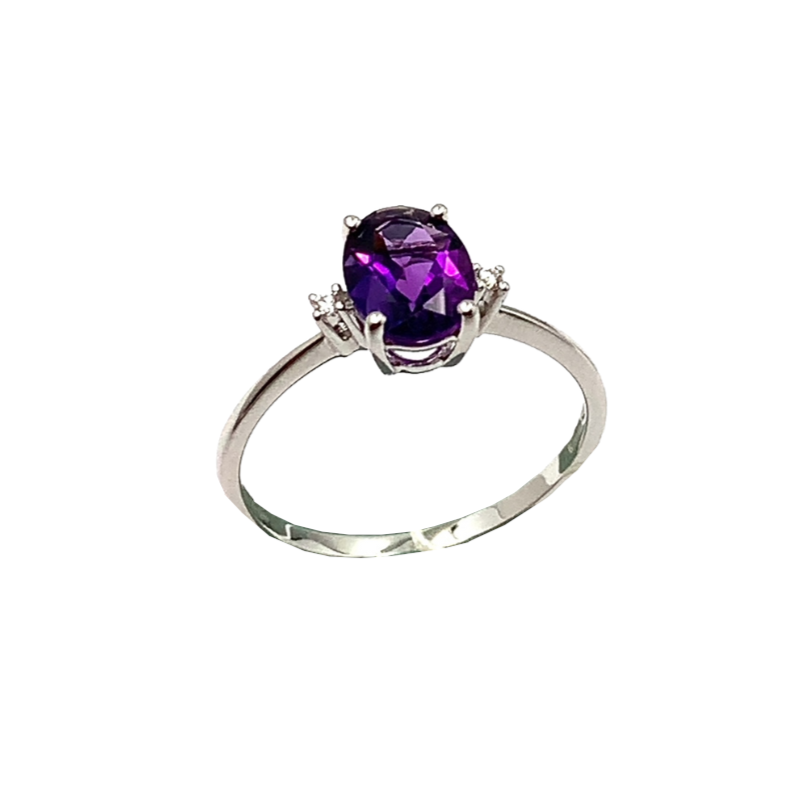 Anello Donna Amestista Oro Bianco
