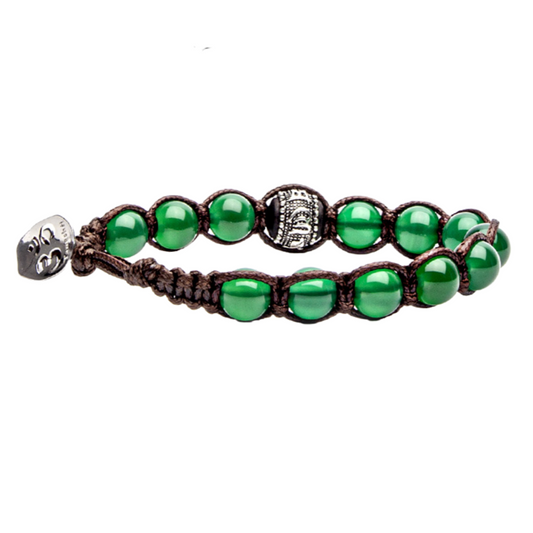 Bracciale Donna Uomo Tamashii Agata Verde Ruota della Preghiera Pietre Dure