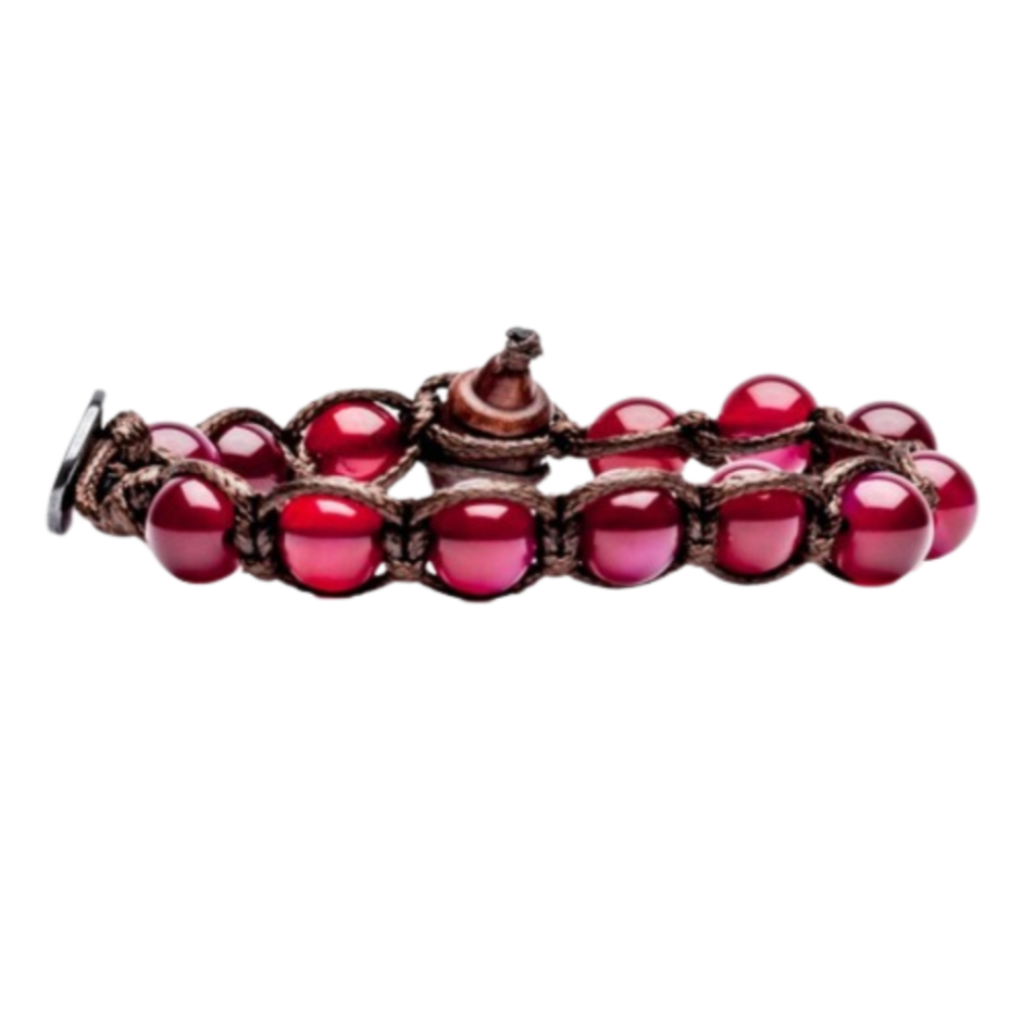 Bracciale Donna Uomo Tamashii Agata Rossa Pietre Dure