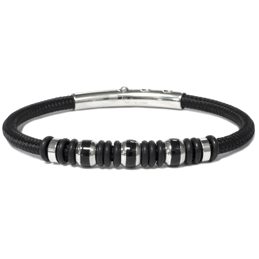 Borsari Men's Bracelet Black Enamel Steel BRSAT00A