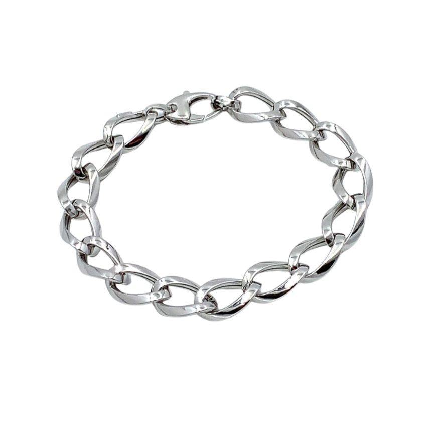 Bracciale Donna Oro Bianco Maglia Ovale