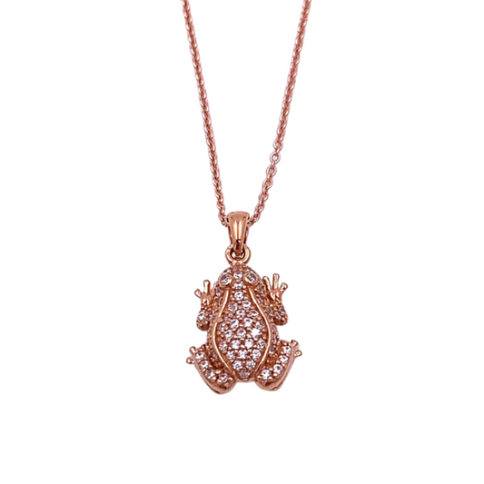 Collana Donna Oro Rosa con ciondolo rana