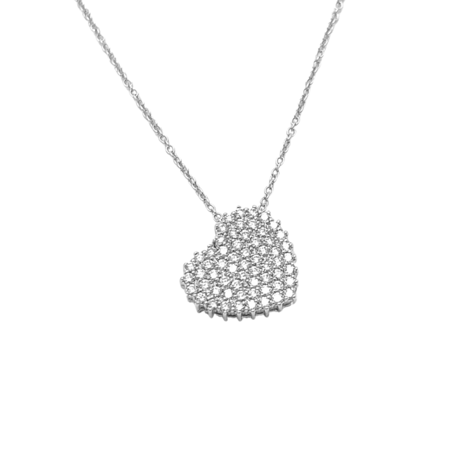Collana Donna Mirco Visconti Cuore Pavè Oro Bianco e Diamanti