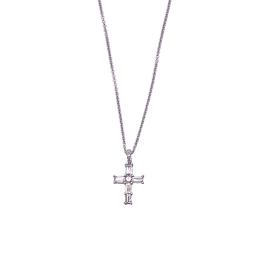 Collana Donna Croce diamanti Baguette