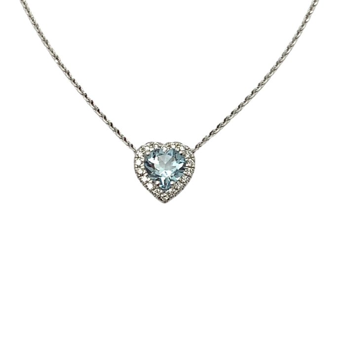 Collana Donna Mirco Visconti Cuore Acquamarina Oro Bianco Diamanti