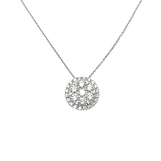 Collana Donna Punto Luce Pavè Oro Bianco e Diamanti Golay