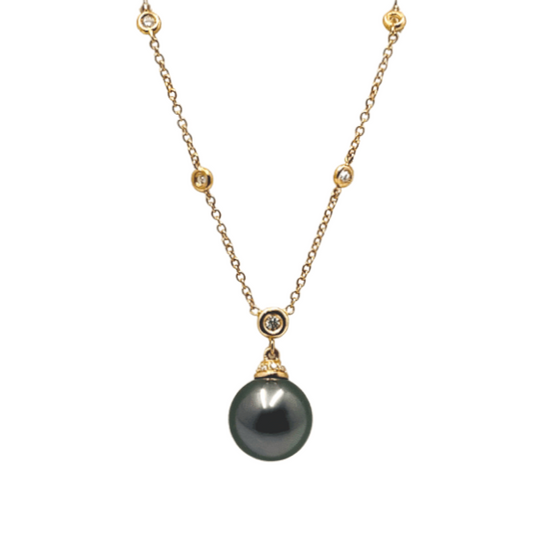 Collana Donna Oro Rosa Perla Thaiti Diamanti