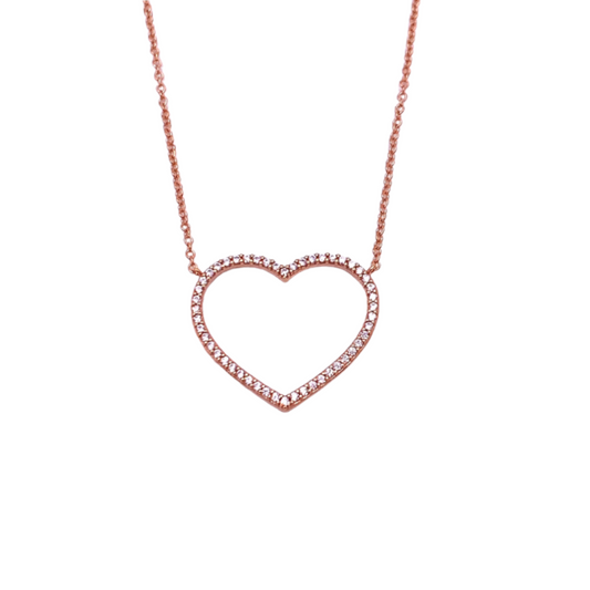 Collana Donna Oro Rosa Pendente Cuore