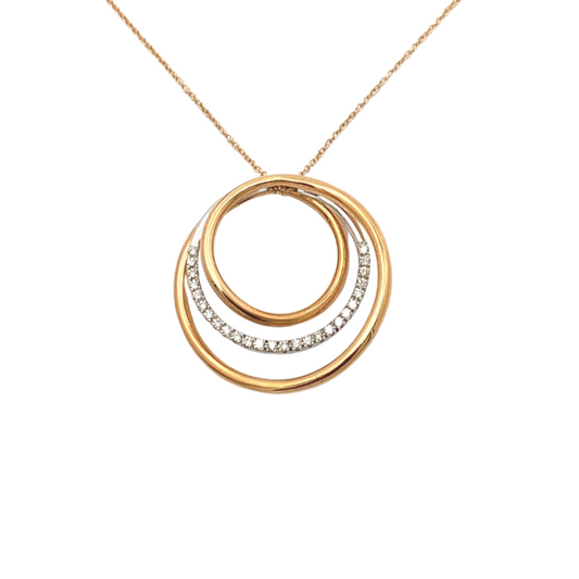 Women's Necklace Circle Rose Gold and Diamonds
