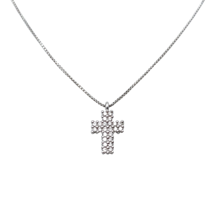 Collana Donna Mirco Visconti Croce Oro Bianco e Diamanti