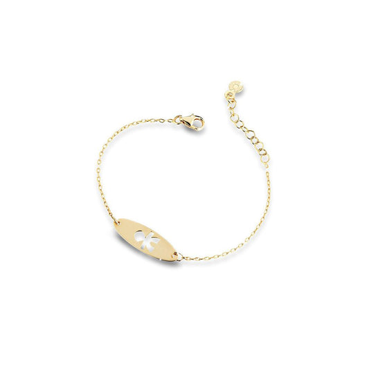 bracciale le bebé oro giallo 9 kt con sagoma bimbo traforata. Lunghezza regolabile