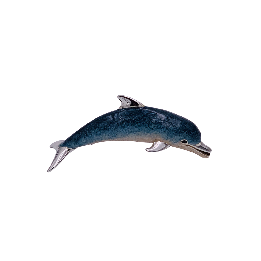 scultura delfino argento smalto a fuoco