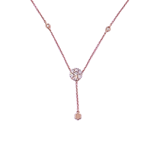 Collana Donna Oro Rosa e Diamanti con Fiore Centrale