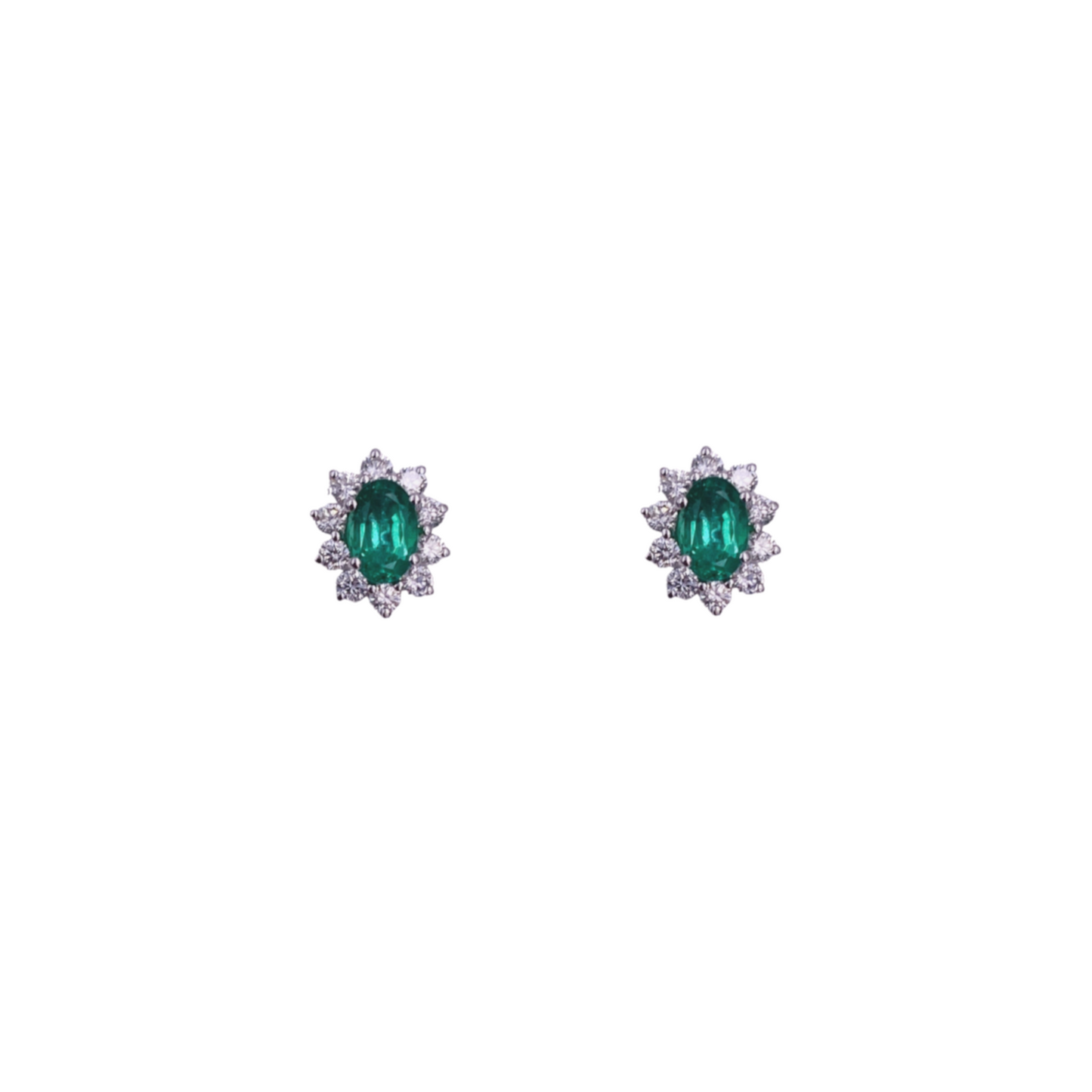 Emerald Color Earrings, White Gold and Diamonds