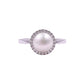 anello in oro bianco 18 carati con perla e diamanti a contorno di mirco visconti